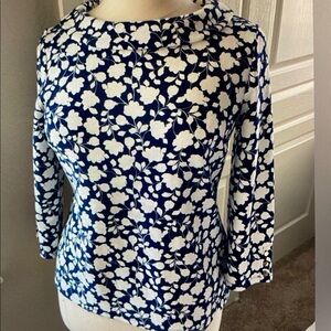 Talbots portrait collar floral top